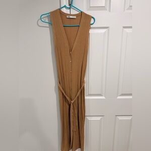 Zara Tan Button-Down Maxi Dress